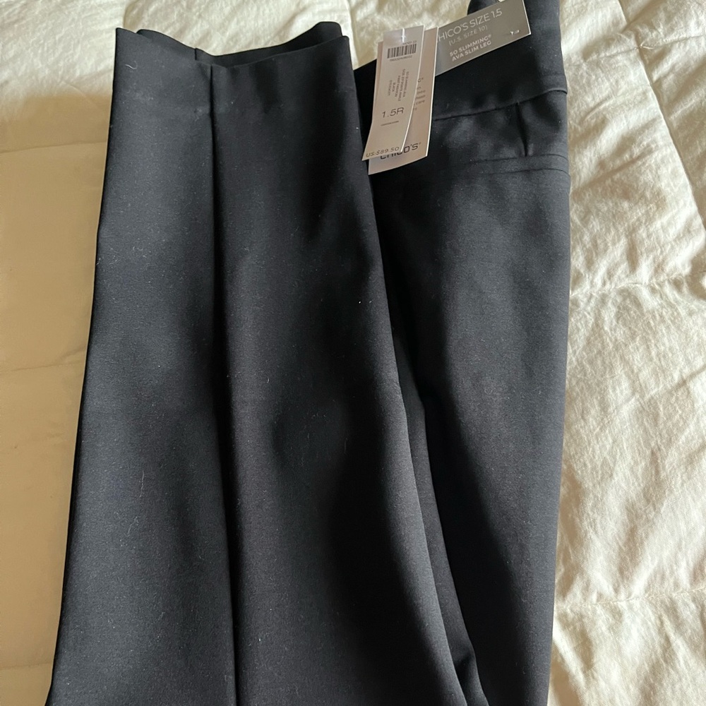 Chicos black dress slacks. So Slimming Ava ankle slim leg